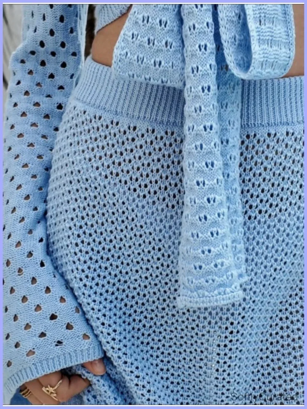 Women's Crochet 2 Piece Swim Cover Up Set Crop Top Mini Skirt